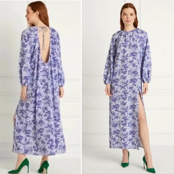 Hill House Home Purple Lilac Floral Crepe The Simone Maxi Dress XXL - Picture 2 of 7